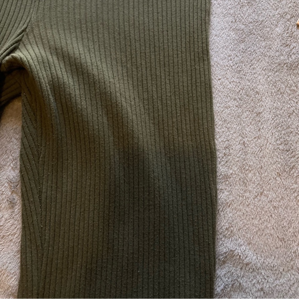Aerie Kick-It Ribbed High Waisted Super Flare‎ Pants in Olive Green - Picture 8 of 10